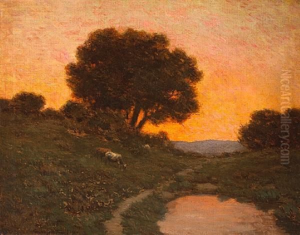 Pastoral Scene At Sunset - view 1