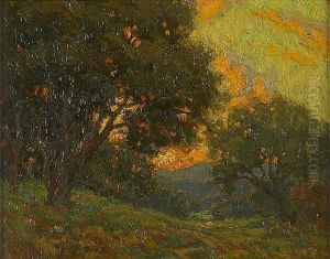 Sunset Beyond The Trees by Granville Redmond