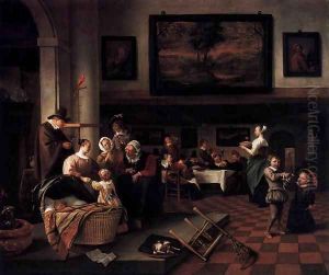 Baptism (So de oude songen, so pypen de jongen) by Jan Steen