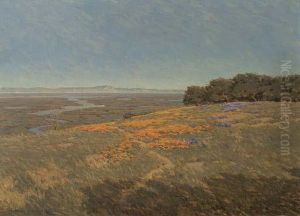 California Landscape With Poppies And Lupine by Granville Redmond