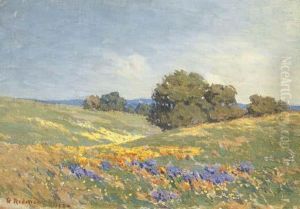 Landscape With Poppies And Lupin by Granville Redmond