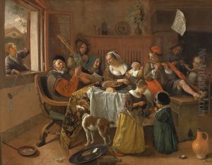 As the old ones sing, so pipe the young ones by Jan Steen