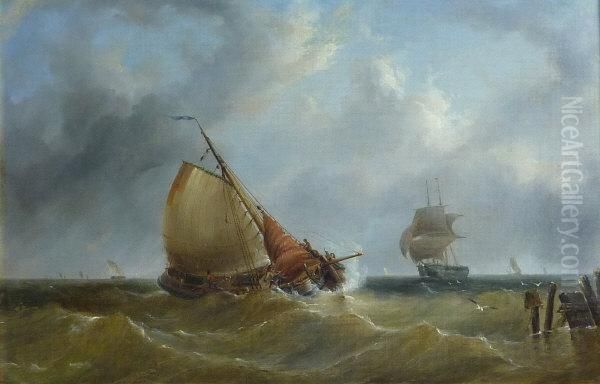 Sailing Barge Off The Coast - view 1