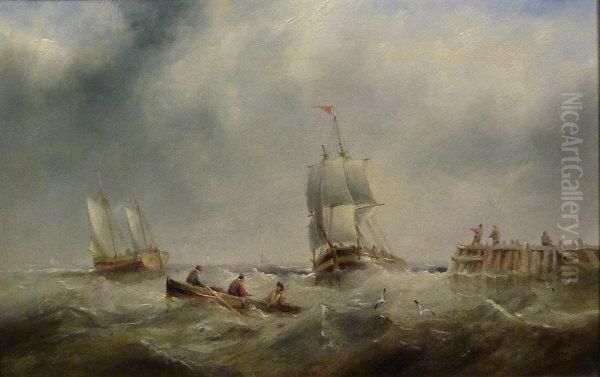 Sailing Vessels Passing A Jetty - view 1