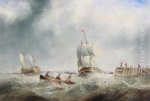 Sailing Vessels Off A Pier