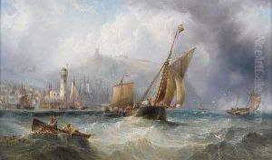 Barges Off Scarborough Harbour by Henry Redmore