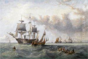 Men-of-war Of The White Squadron Off Dover by Henry Redmore