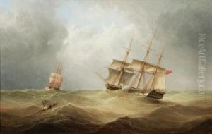 Britishships On Stormy Seas by Henry Redmore