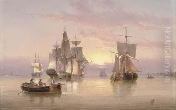 Shipping On The Estuary At Dusk - view 1