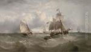 A Merchantman Heaving-to To Await The Arrival Of The Pilot Cutter