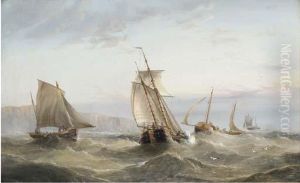 Barges Shortening Sail Offshore