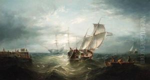 Shipping On The Humber By Moonlight by Henry Redmore