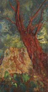 L'arbre Rouge, Une Silhouette En Fuite by Odilon Redon
