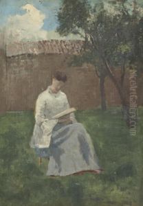 Madame Camille Redon Lisant Au Jardin by Odilon Redon