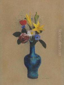 Bouquet De Fleurs Dans Un Vase Bleu Bouquet De Fleurs Dans Un Vase Bleu