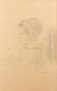 Profil Presume De Camille Redon by Odilon Redon