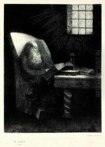 Le Liseur (rodolphe Bresdin) by Odilon Redon