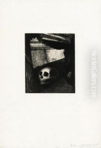 Par La Fente Du Mur, Une Tete De Mort Fur Projetee by Odilon Redon
