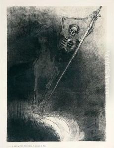 ... Et Celui Qui Etait Monte Dessus Se Nommait A Mort by Odilon Redon