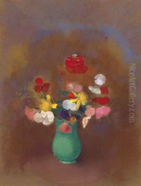 Coquelicots Dans Un Vase Vert - view 1