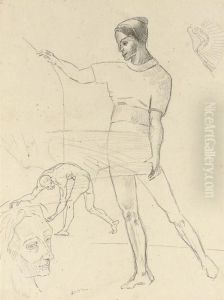 Etude Pour La Chute D'icare Ou Ange Portant Une Tete by Odilon Redon