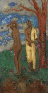 Deux Femmes Pres D'un Arbre by Odilon Redon