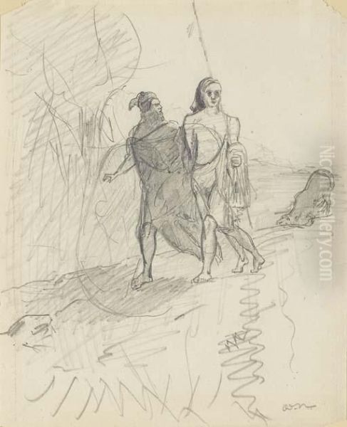 Mephistopheles As A Dog Following Faust And Wagner Home - view 1