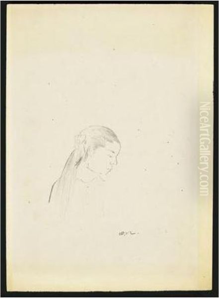 Jeune Fille De Profil, Cheveux Noues - view 1