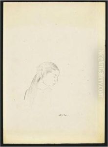 Jeune Fille De Profil, Cheveux Noues by Odilon Redon