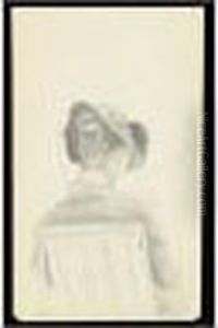 Deux Dessins Sur Feuilles De Carnet Jointes A. Femme Assise Vue De Dos B. Femme Lisant by Odilon Redon