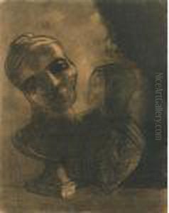 Grand Buste Et Profil Au Voile by Odilon Redon