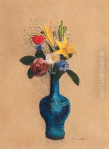 Bouquet Des Fleurs Dans Un Vase Bleu by Odilon Redon