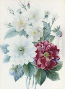 Peonies And Dog-roses by Pierre-Joseph Redoute