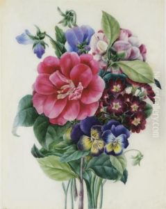 Bouquet De Pivoines, Pensees Et Auriculae