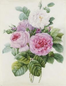 Bouquet De Roses Blanches Et Roses by Pierre-Joseph Redoute