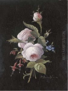 A Bouquet Of Roses, Forget-me-nots And Fuchsia by Pierre-Joseph Redoute