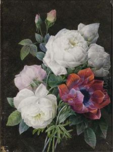 A Still Life With Roses And An Anemone by Pierre-Joseph Redoute