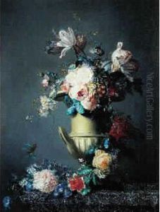 Bouquet De Fleurs Sur Un Entablement En Porphyre