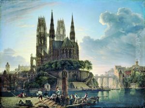 Medieval Town by Water after 1813 by Karl Friedrich Schinkel