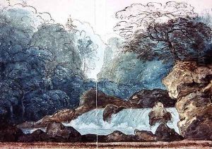 Waterfall in a Wood, set design for a production of Undine by Karl Friedrich Schinkel