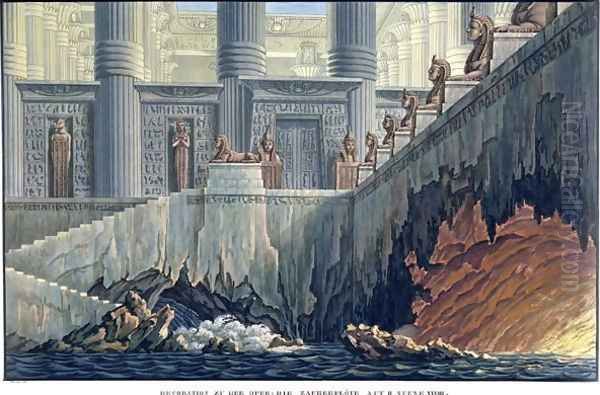 Egyptian Set Design for Act II, scene xxviii of the opera The Magic Flute by Wolfgang Amadeus Mozart 1756-91 - view 1