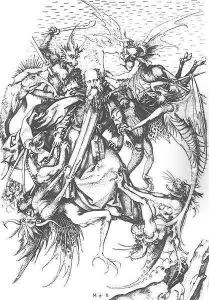 Temptation of St Anthony by Martin Schongauer