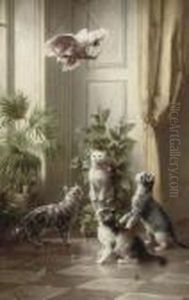 Cats And The Cockatoo by Carl Reichert