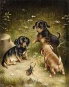 Die Neugierigen Welpen. by Carl Reichert