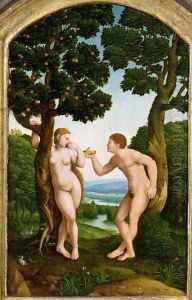 Adam and Eve in Paradise by Jan Van Scorel