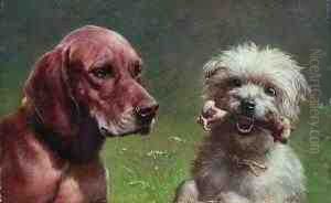 Zwei Hundekopfe. by Carl Reichert