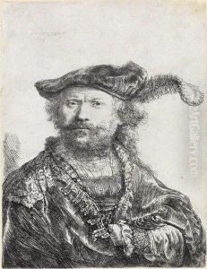 Self Portrait In A Velvet Cap And Plume by Harmenszoon van Rijn Rembrandt