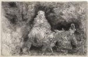 The Flight Into Egypt: Crossing A Brook by Harmenszoon van Rijn Rembrandt
