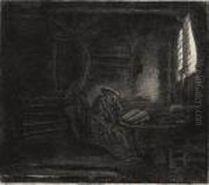 St.jerome In A Dark Chamber by Harmenszoon van Rijn Rembrandt