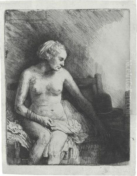 Woman At The Bath With A Hat Beside Her - view 1